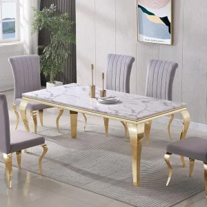 70 "faux marble white dining table for 6-8 people