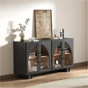 Buffet Cabinet with Storage, Large Sideboard with Glass Doors